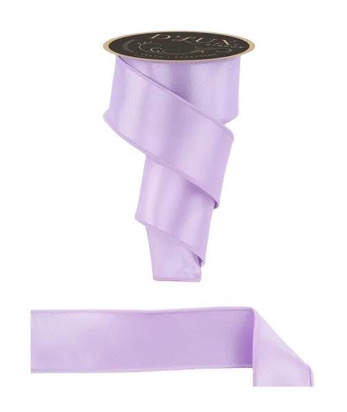 Lavender Satin Wired Ribbon Fused Back 1.5 Inch or 2.5 Inch Spring Summer Ribbon for Wreaths Bows Decor