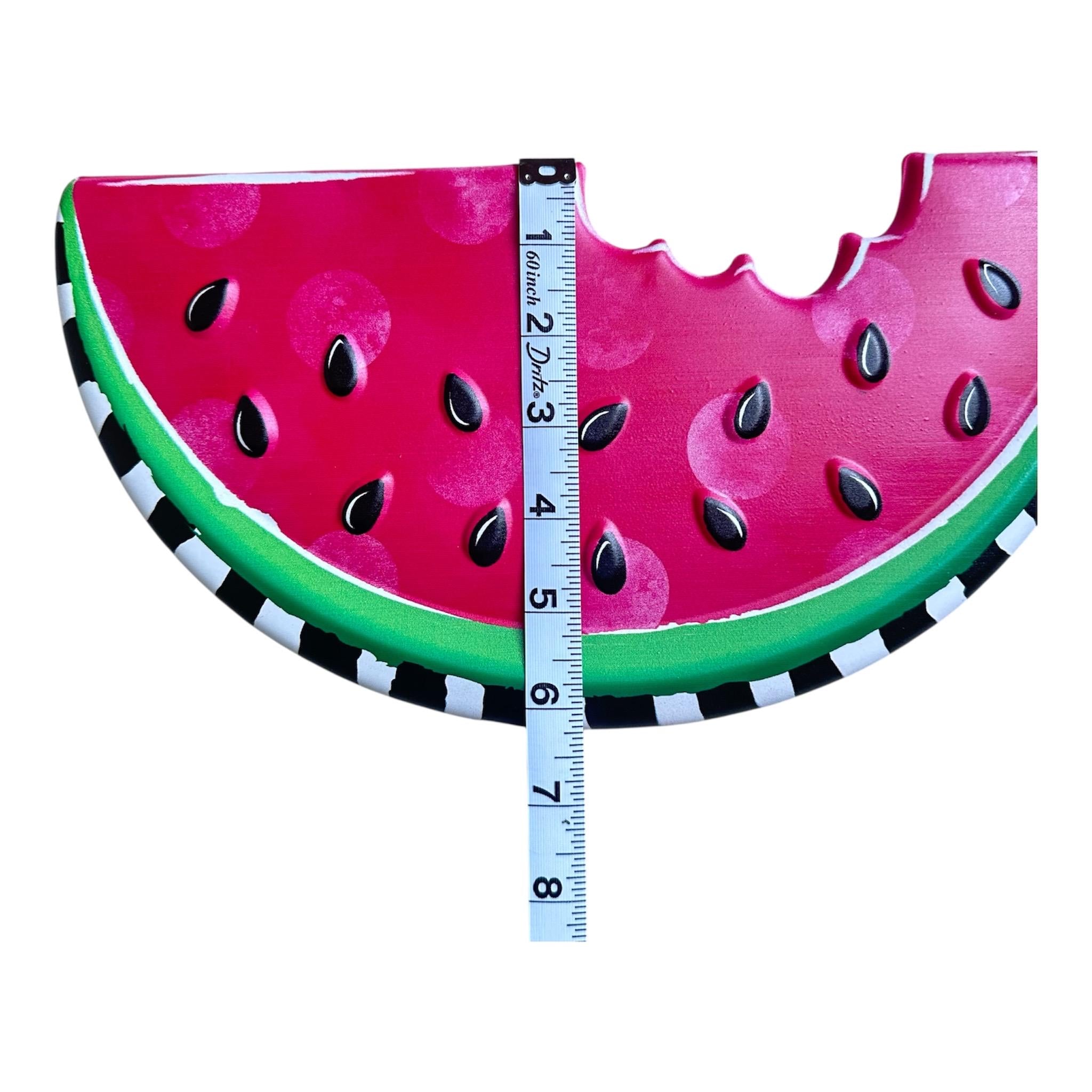 Watermelon Wall Hanging Metal Sign Summer Farmhouse Kitchen Decor Fruit Accent Red Watermelon Slice 4th of July