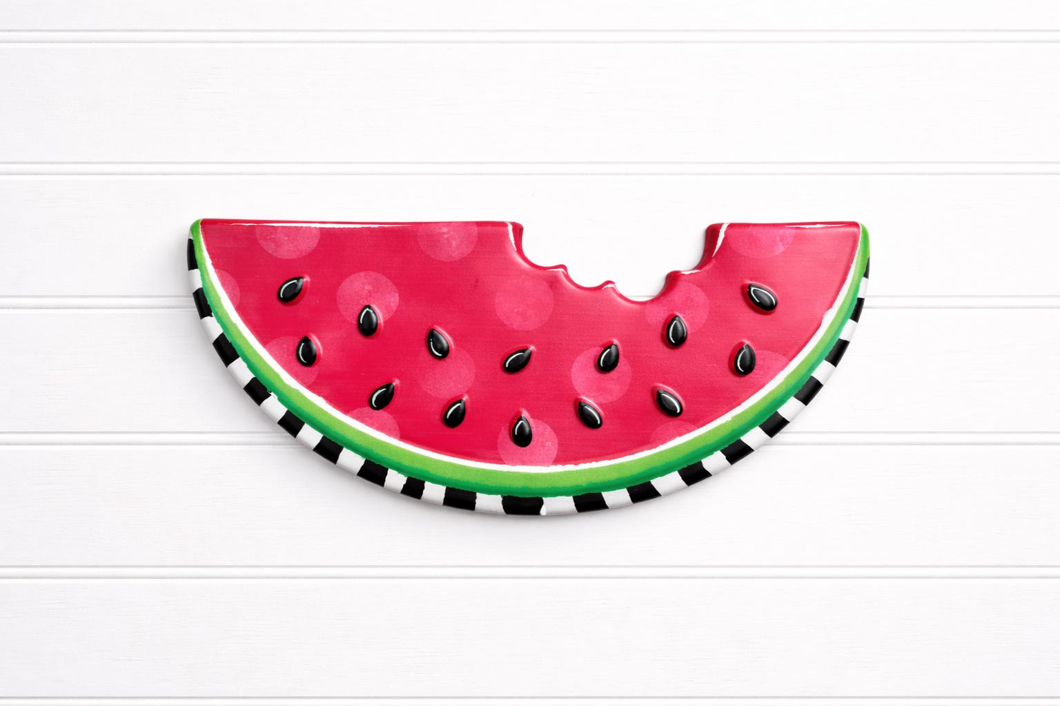 Watermelon Wall Hanging Metal Sign Summer Farmhouse Kitchen Decor Fruit Accent Red Watermelon Slice 4th of July