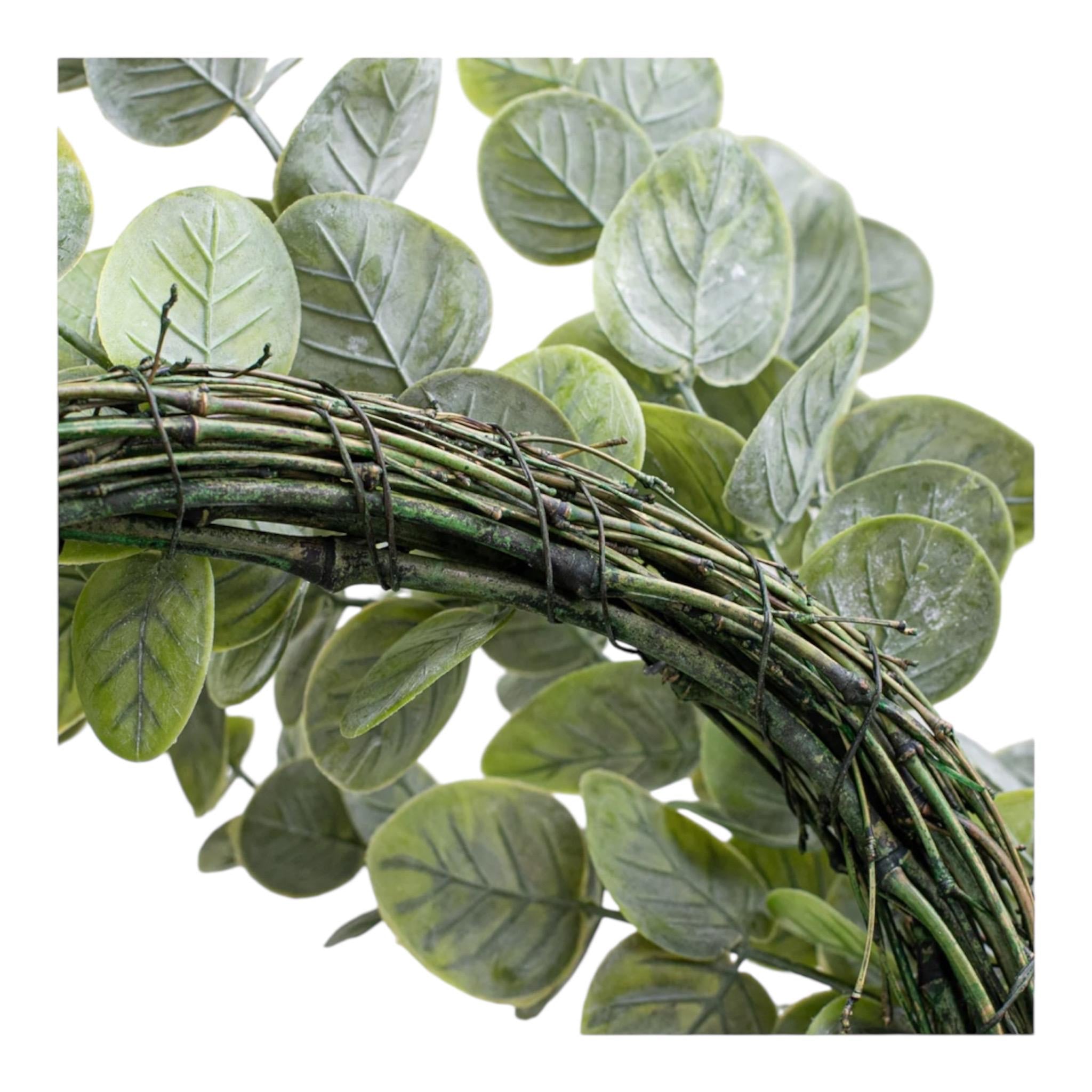 24 Inch Eucalyptus Wreath Spiral Design, Faux Greenery Wreath for Front Door, Wall, Mantel Decor