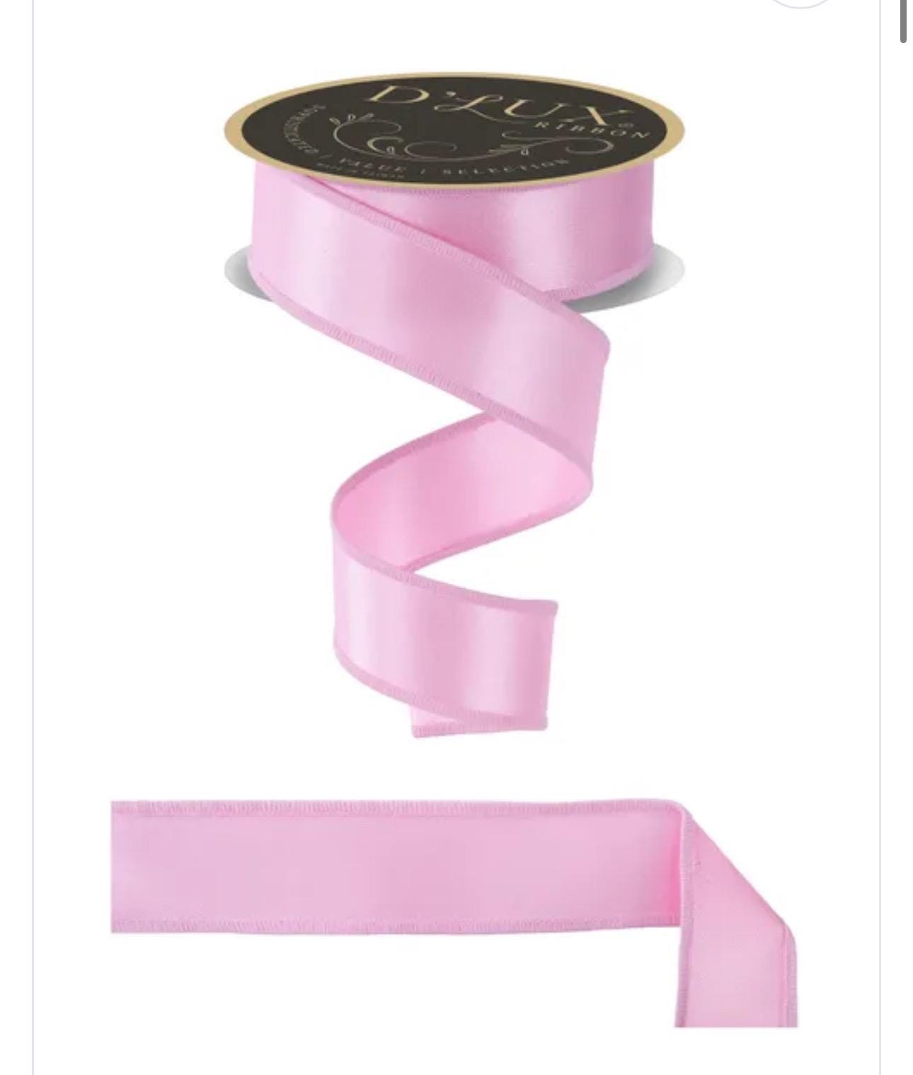 Light Pink Satin Fused Wired Ribbon Designer Ribbon for Bows
