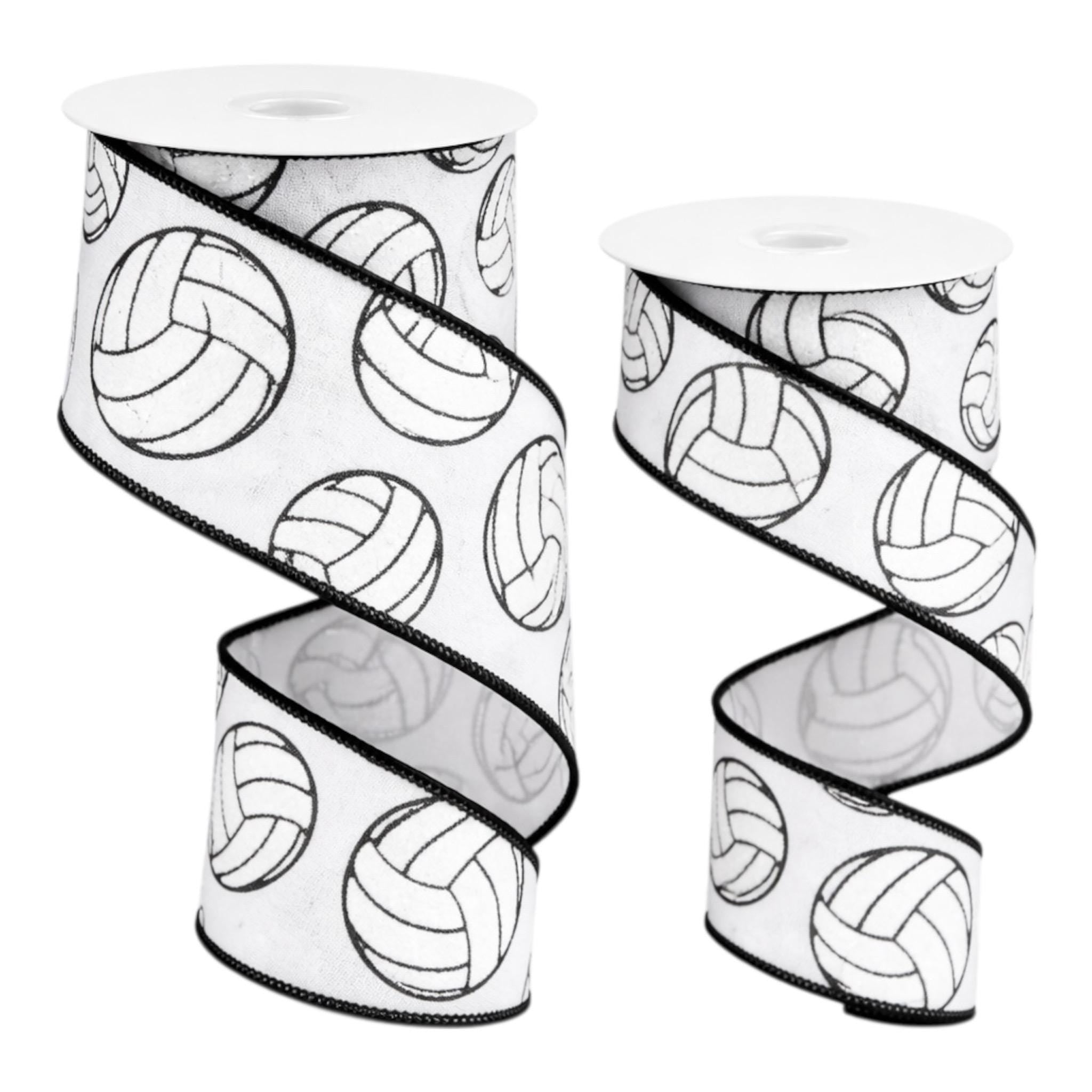 Volleyball Wired Ribbon with Glitter-Available in 1.5" 2.5"x 10yds