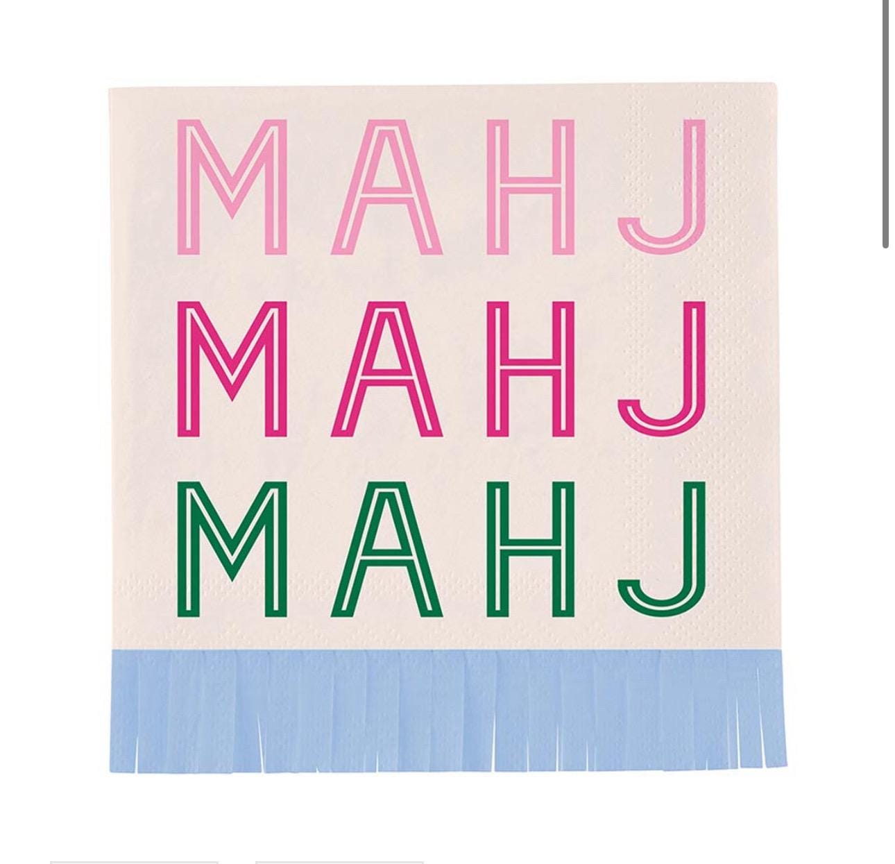 Mahjong Cocktail Napkins Mahj Mahj Mahj 20 Count Pink Green Party Napkins for Entertaining and Game Night