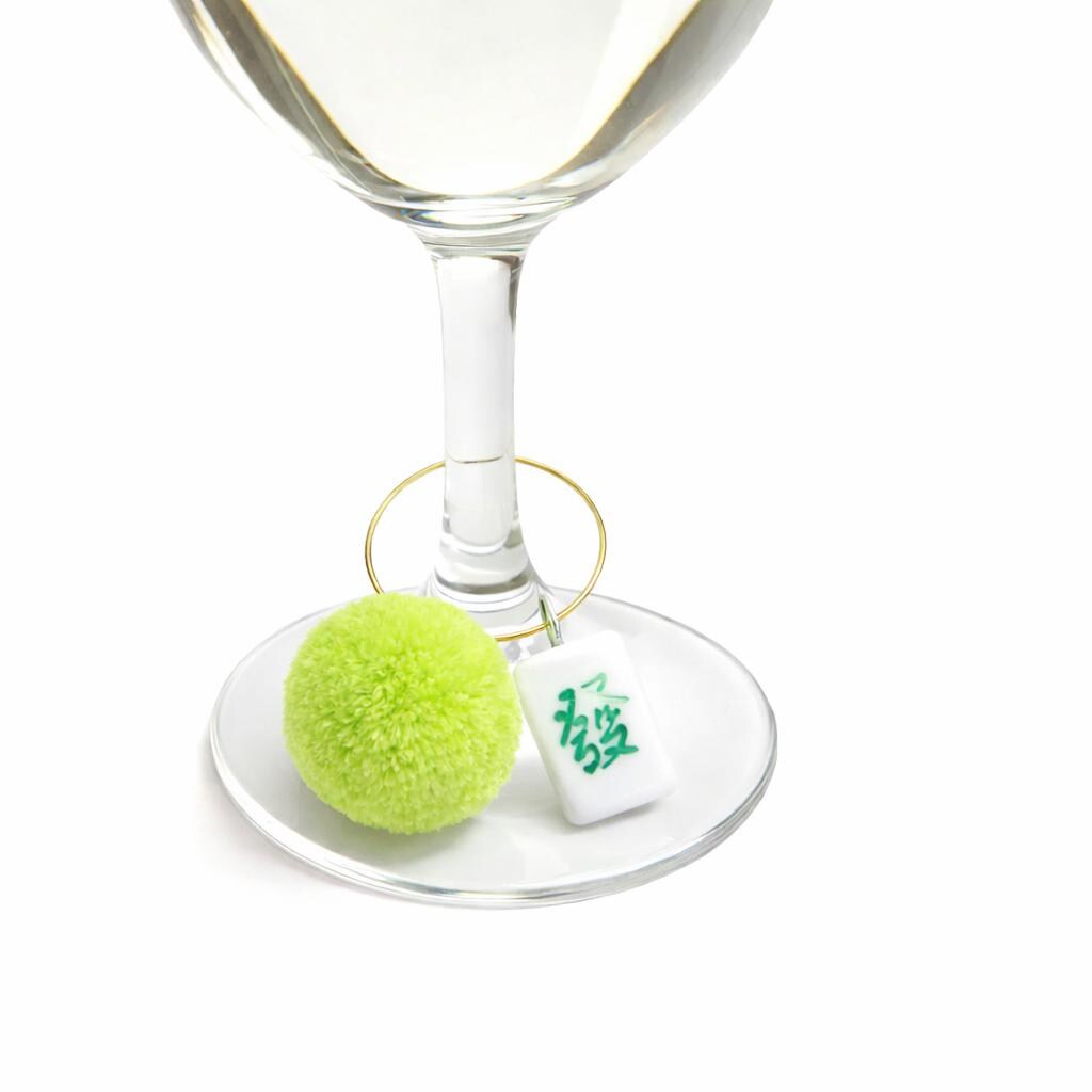Mahjong Pom Pom Wine Charms | Colorful Game Night Drink Markers