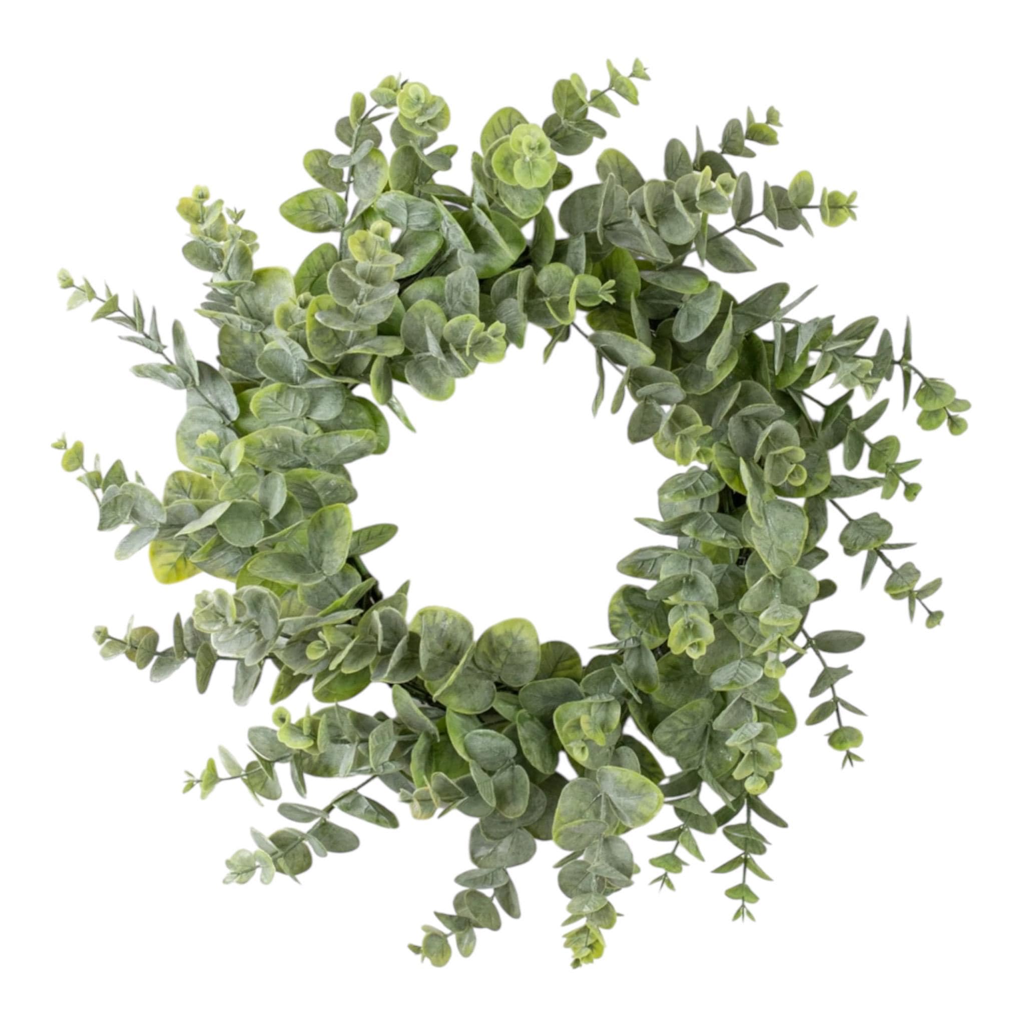 24 Inch Eucalyptus Wreath Spiral Design, Faux Greenery Wreath for Front Door, Wall, Mantel Decor