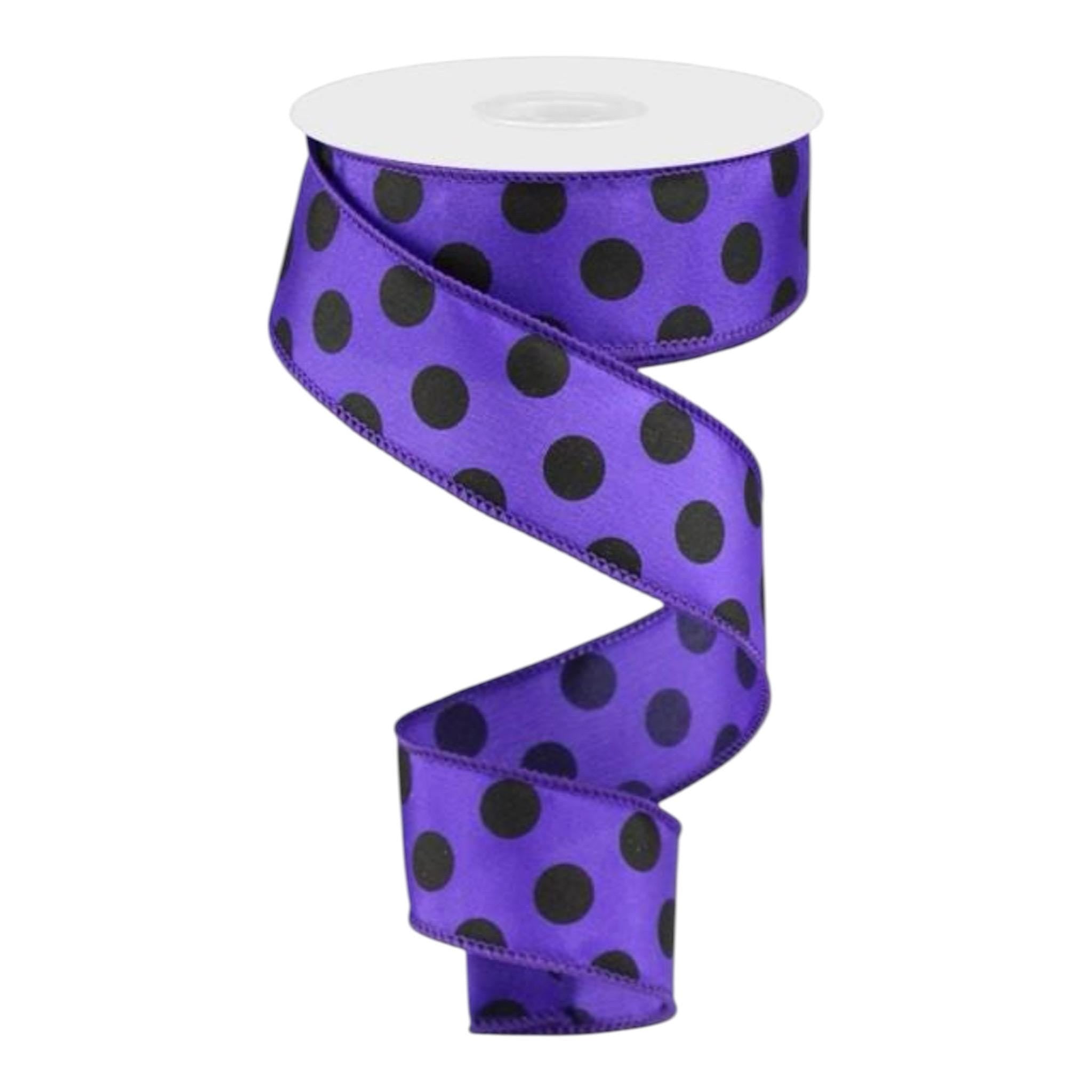 Wired Polka Ribbon Craft Supply for Wreath Making Material for Halloween Door Decor Craft Accent Bow Making Floral Arrangement Craft Supply