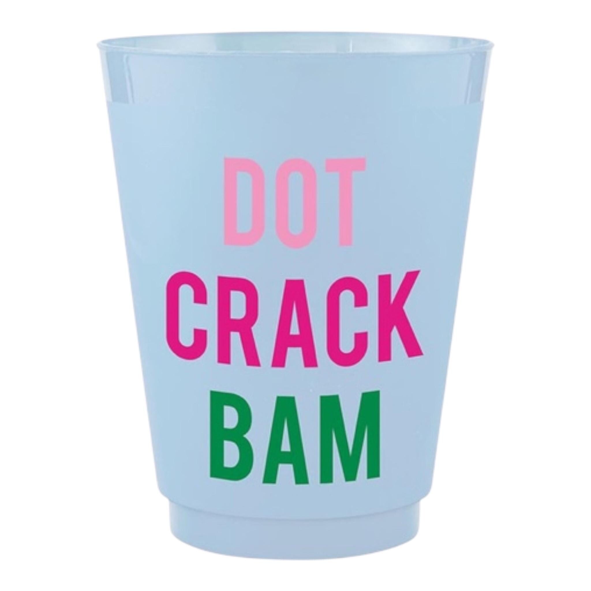 Mahjong Frosted Cups 16oz Light Blue, Dot Crack Bam Party Cups Set of 8, Mahjong Party Drinkware Gift
