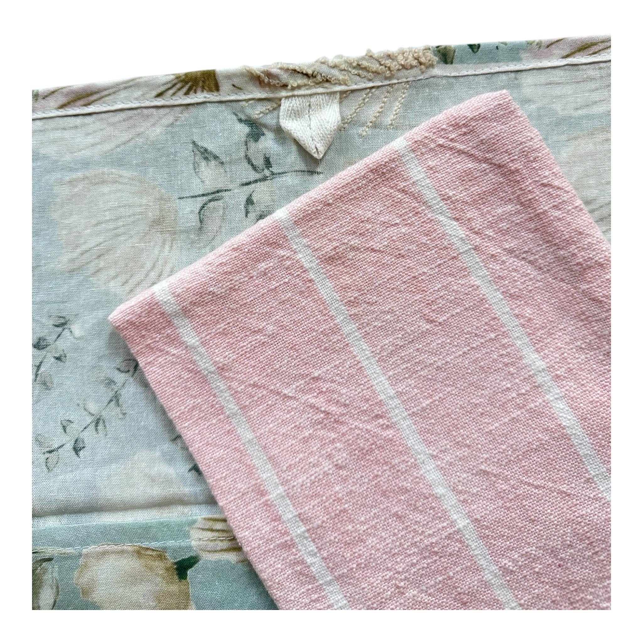 Blush Floral and Stripe Tea Towel Set