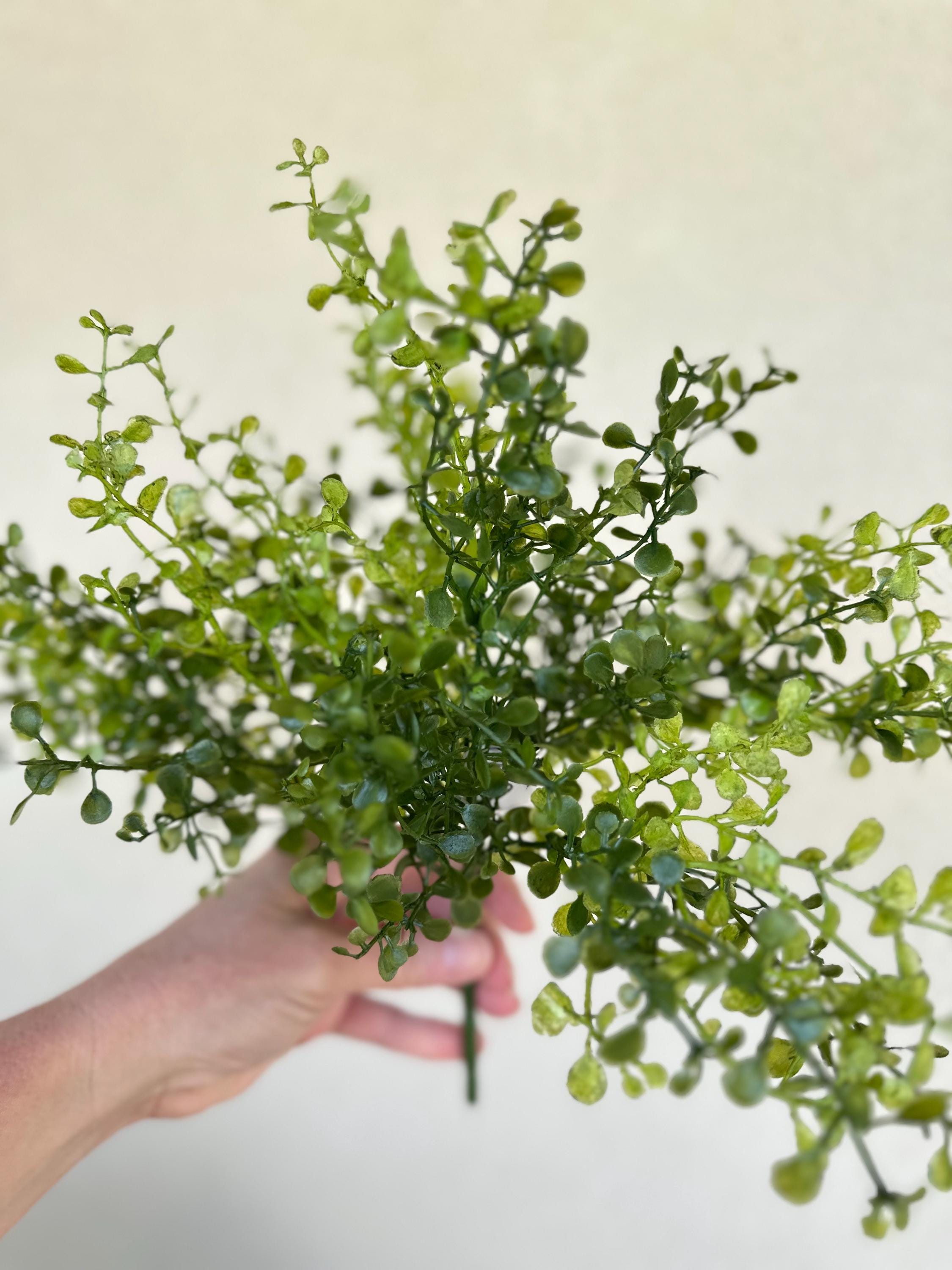 Artificial Button Fern Bush Faux Greenery Stem Shelf Decor Mantel Decor Floral Arrangement Filler Wreath Greenery
