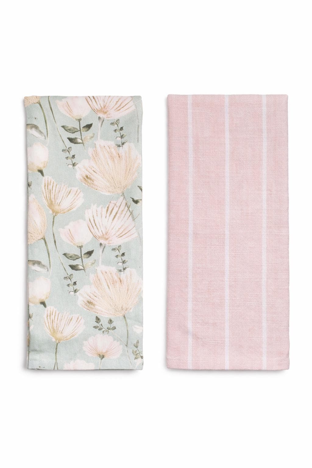Blush Floral and Stripe Tea Towel Set