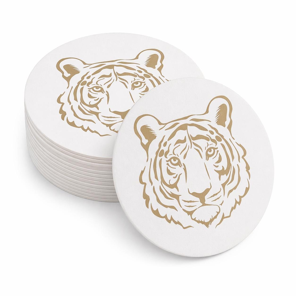 Tiger Reversible Paper Coasters – Set of 20 Double-Sided 4" x 4"