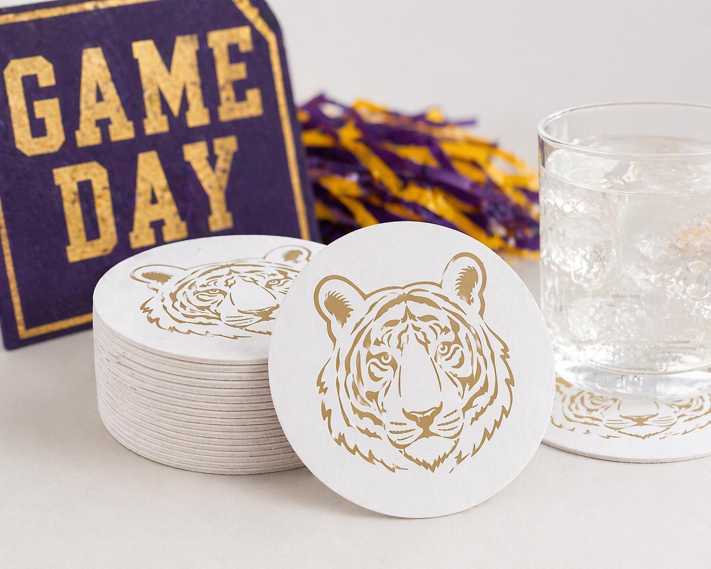 Tiger Reversible Paper Coasters – Set of 20 Double-Sided 4" x 4"