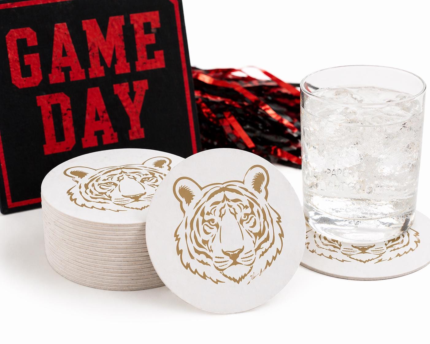 Tiger Reversible Paper Coasters – Set of 20 Double-Sided 4" x 4"