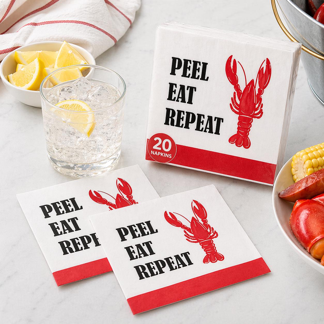 Peel Eat Repeat Crawfish Boil Napkins - Pack of 20