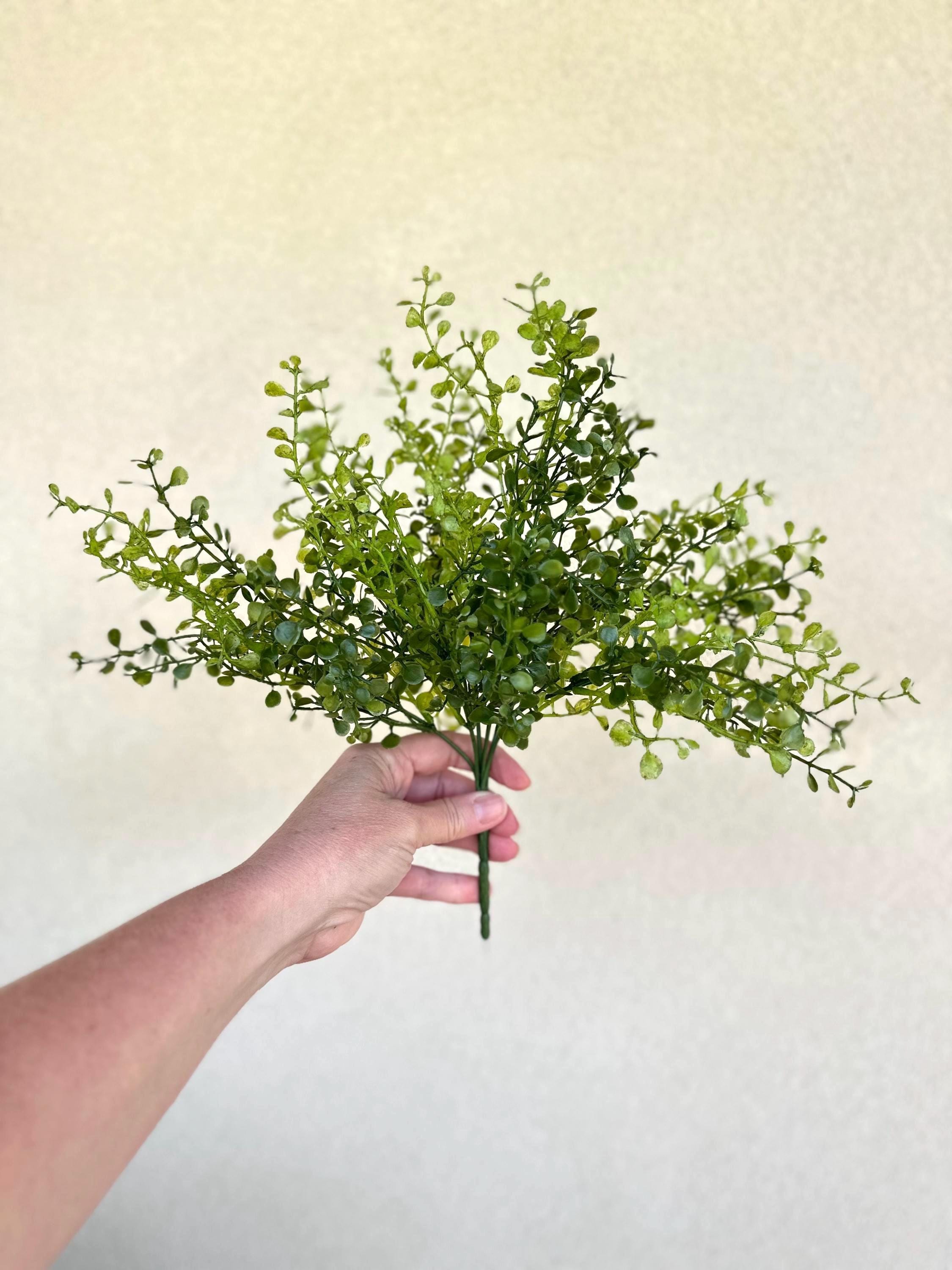 Artificial Button Fern Bush Faux Greenery Stem Shelf Decor Mantel Decor Floral Arrangement Filler Wreath Greenery