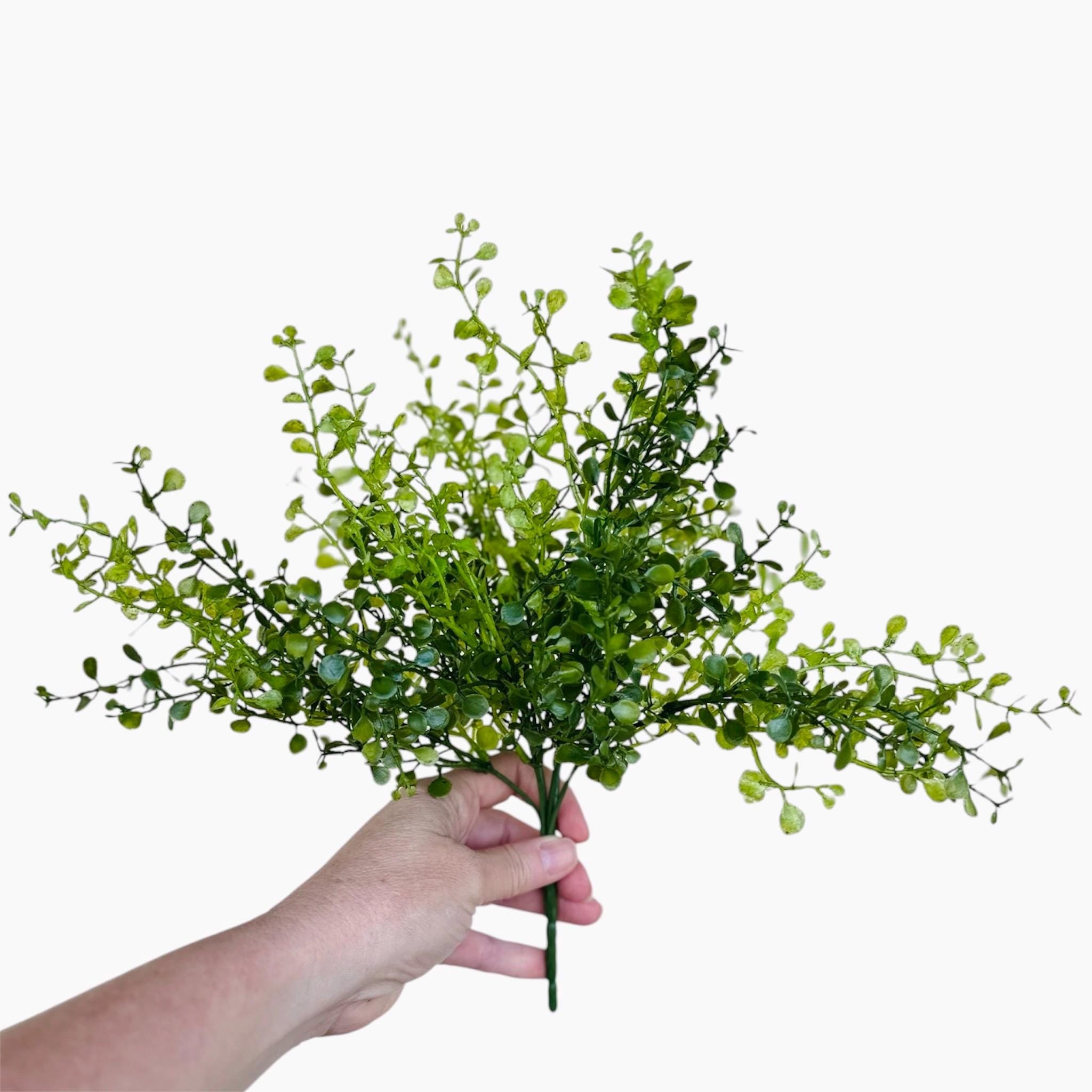 Artificial Button Fern Bush Faux Greenery Stem Shelf Decor Mantel Decor Floral Arrangement Filler Wreath Greenery