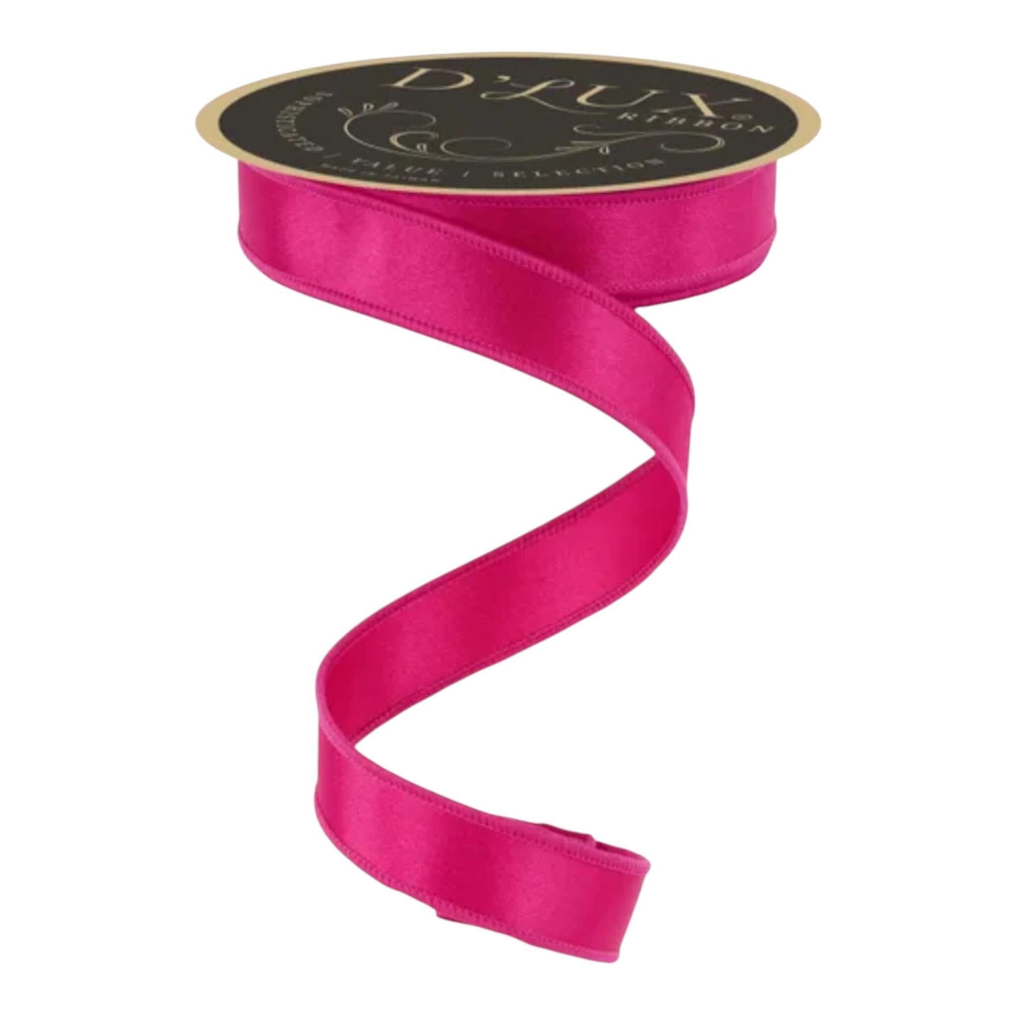 Hot Pink Satin Wired Ribbon Designer Ribbon for Spring Summer Wreaths Bows Crafts
