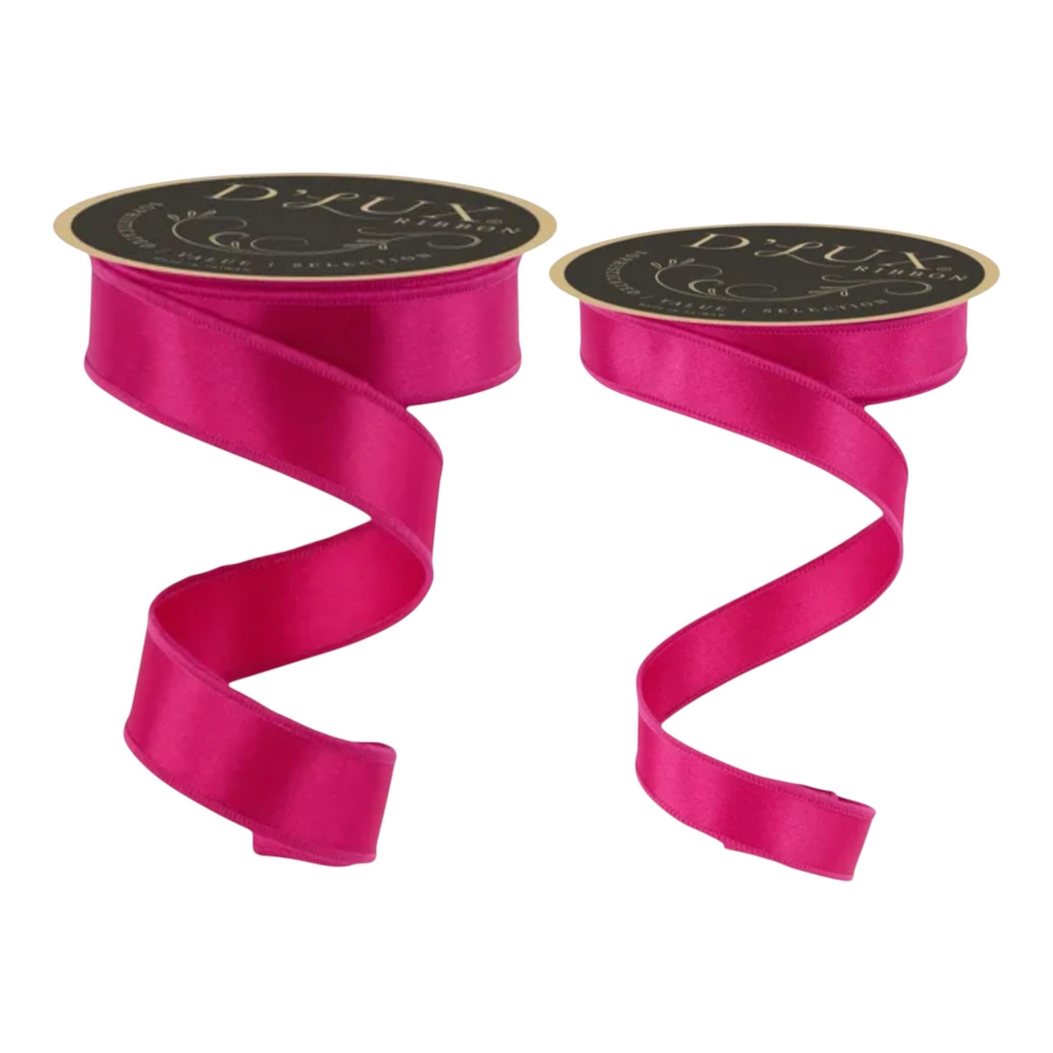Hot Pink Satin Wired Ribbon Designer Ribbon for Spring Summer Wreaths Bows Crafts