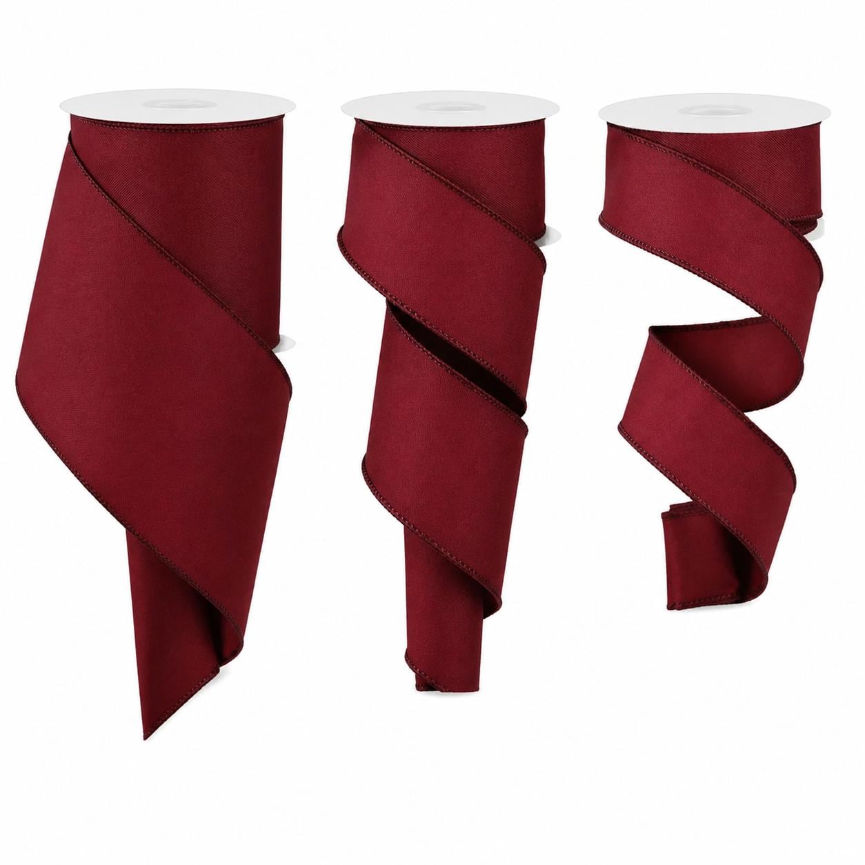 Solid Maroon Wired Ribbon- Available in 1.5", 2.5", 4" x 10yds School Graduation Fall Christmas