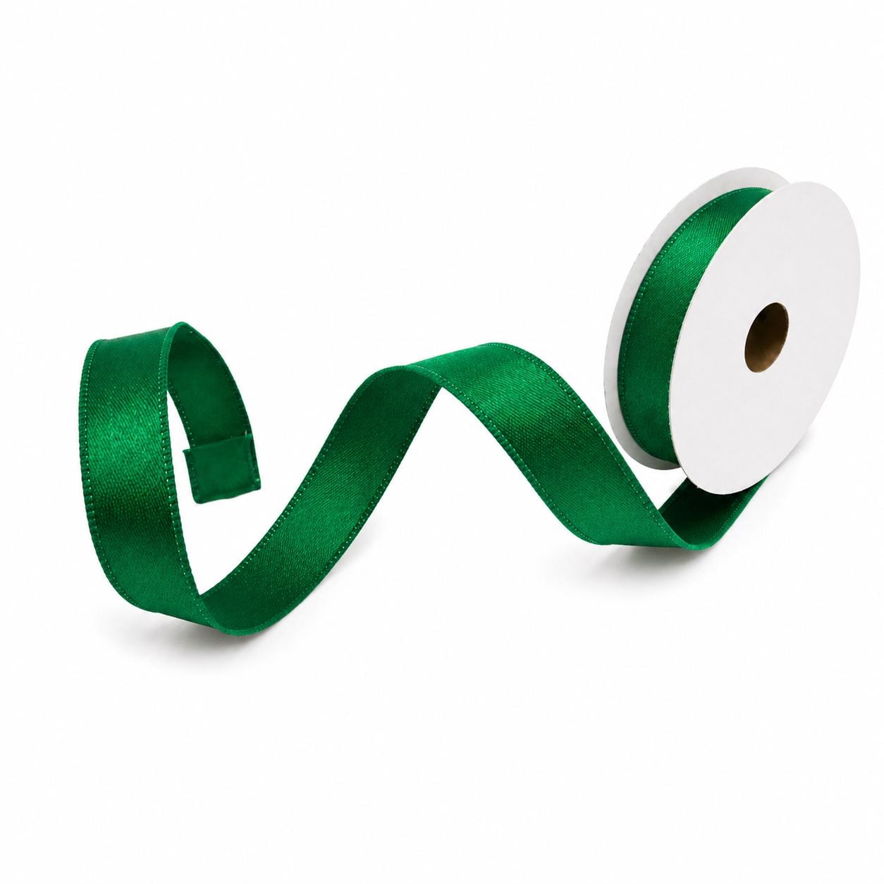 Emerald Green Satin Wired Ribbon Luxury Designer Ribbon for Wreaths Gift Wrapping Christmas Decor