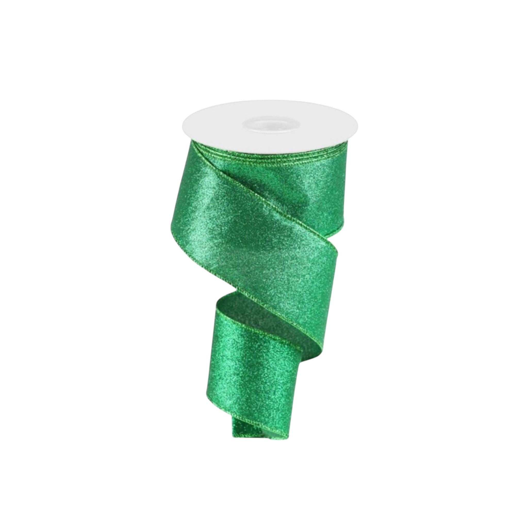 Emerald Green Ribbon Wired Edge Ribbon Green Ribbon for Wreaths Bows Christmas Tree Decor Gift Wrap