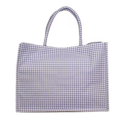 Blue Gingham Tote & Cosmetic Bag Set | Matching Travel and Everyday Essentials