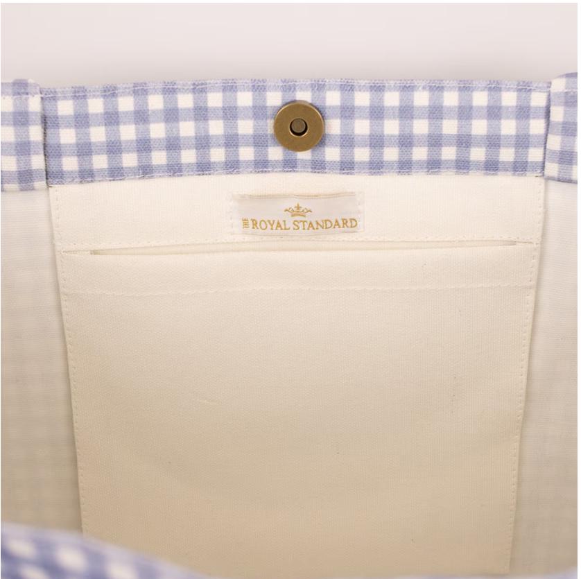 Blue Gingham Tote & Cosmetic Bag Set | Matching Travel and Everyday Essentials