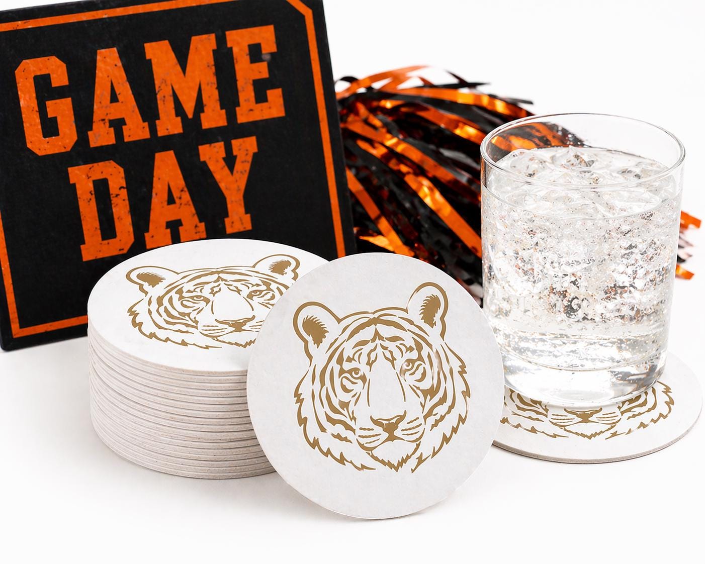 Tiger Reversible Paper Coasters – Set of 20 Double-Sided 4" x 4"
