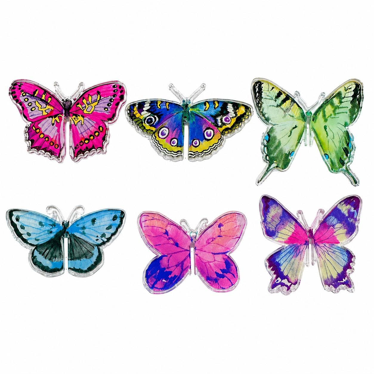 Butterfly Acrylic Drink Clips Set of 6 Wine Glass Markers Reusable Drink Charms Party Entertaining Hostess Gift Spring Summer Table Decor