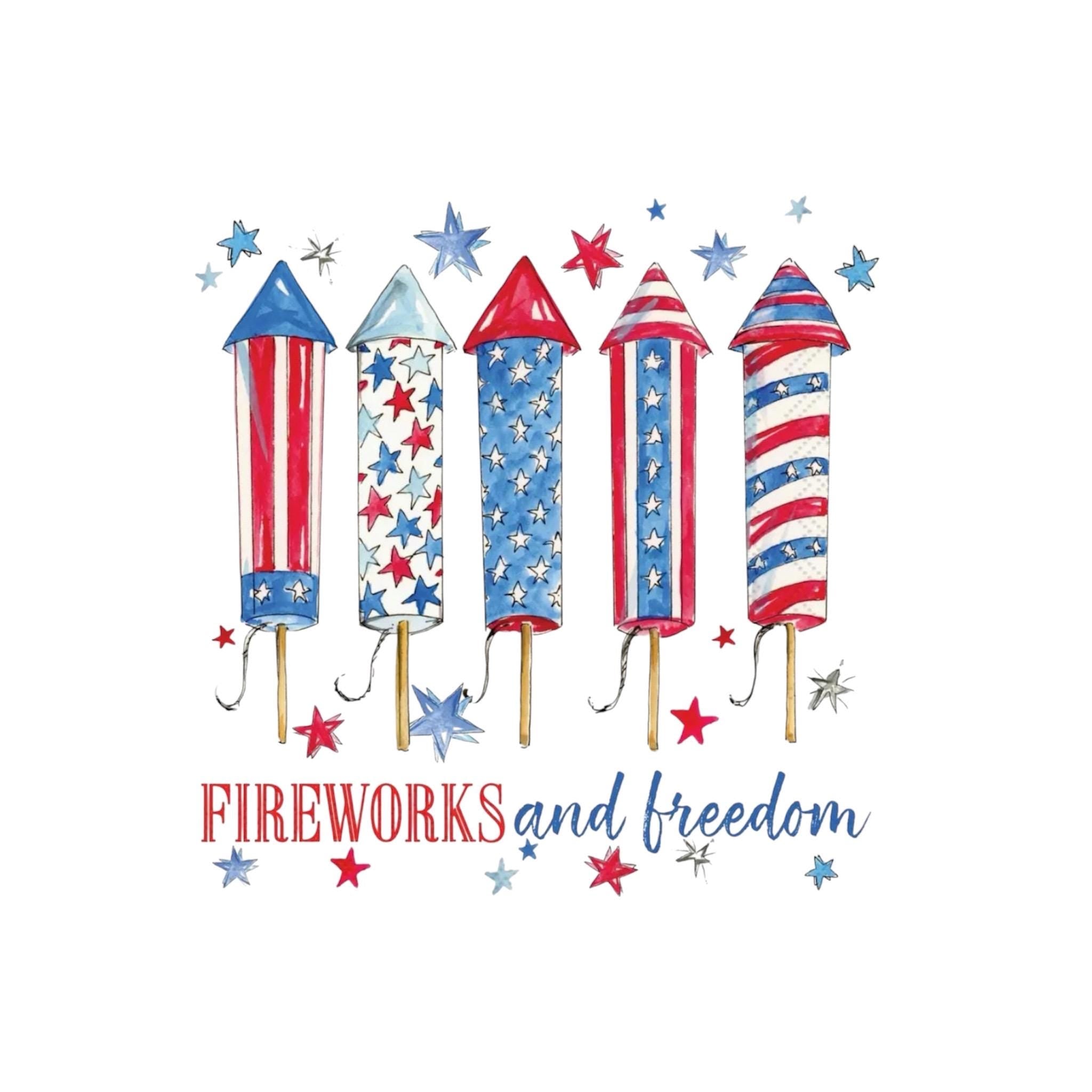 Fireworks and Freedom Cocktail Napkins Patriotic Party Napkins 4th of July Napkins Set of 40