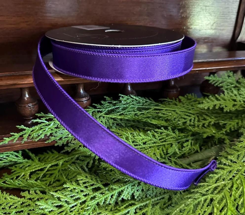 Purple Halloween Wired Ribbon Luxury Farrisilk Satin Ribbon for Wreath Bows Decorative Ribbon Craft Supply