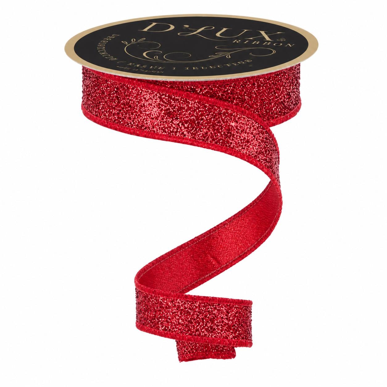 Red Glitter Wired Ribbon – 7/8" x 10 Yards