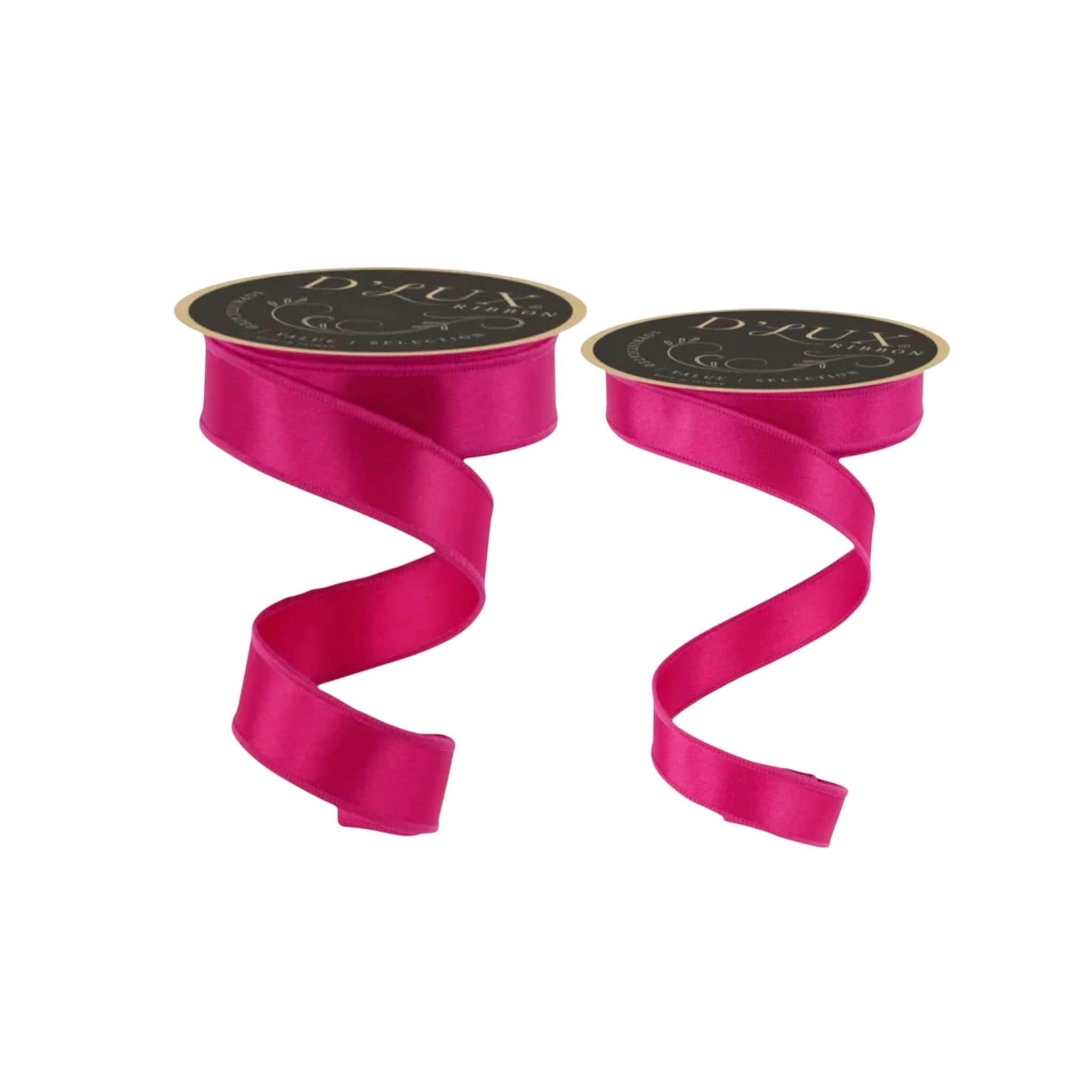 Hot Pink Satin Wired Ribbon Designer Ribbon for Spring Summer Wreaths Bows Crafts
