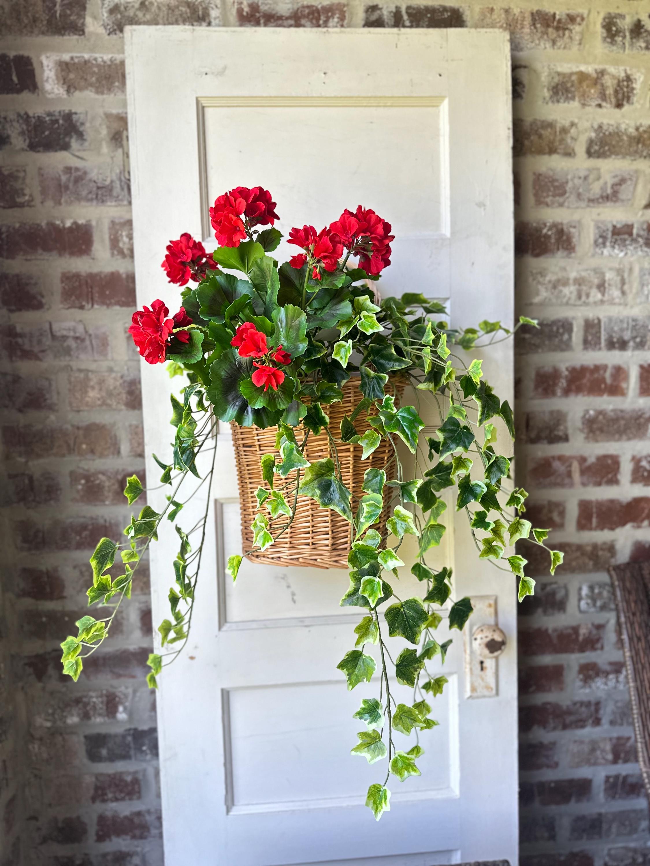 Variegated Ivy Bush Real Touch Faux Greenery Trailing Ivy Stem Front Door Basket Decor Indoor Greenery