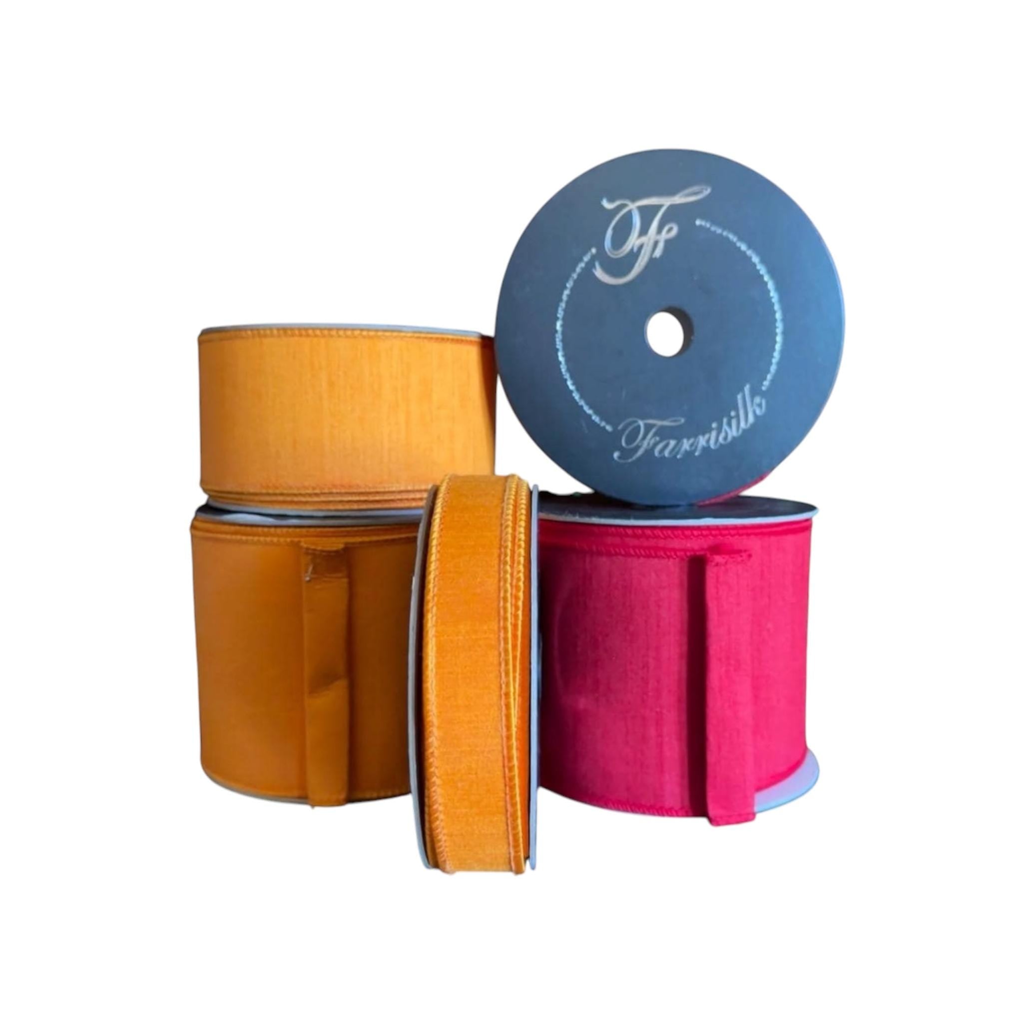 Orange Ribbon Craft Supply for Wreath Making Material for Bow Decoration Design Premium Farrisilk Ribbon Designer Ribbon