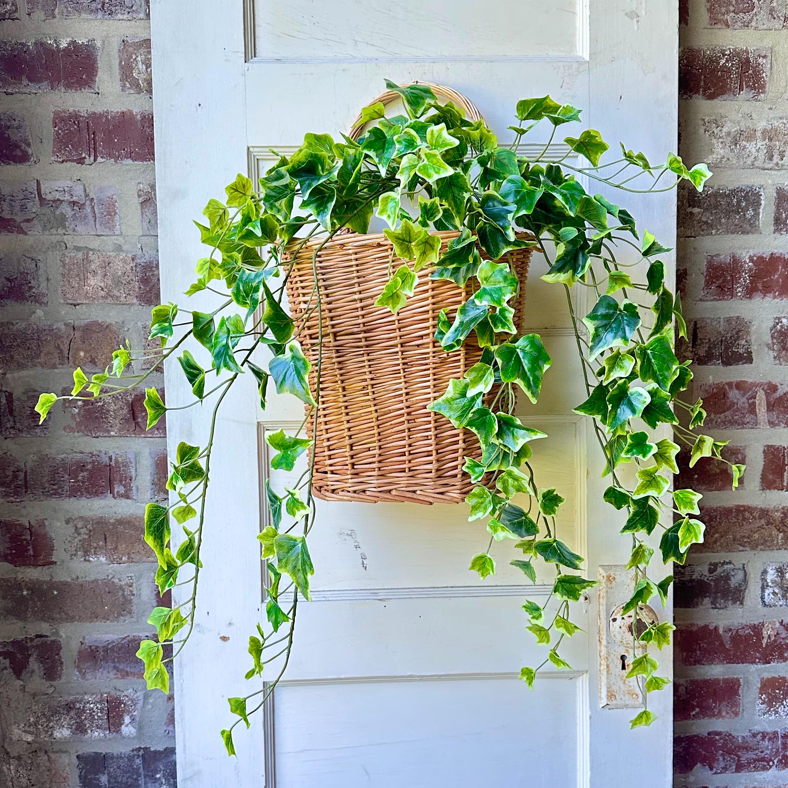 Variegated Ivy Bush Real Touch Faux Greenery Trailing Ivy Stem Front Door Basket Decor Indoor Greenery