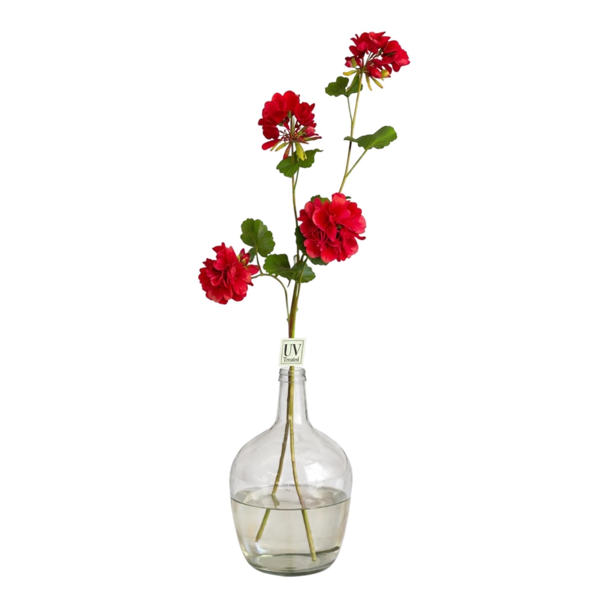 UV Faux Geranium Bush & Stem | Outdoor Artificial Geranium Flowers for Planters, Front Porch Pots & Outdoor Decor