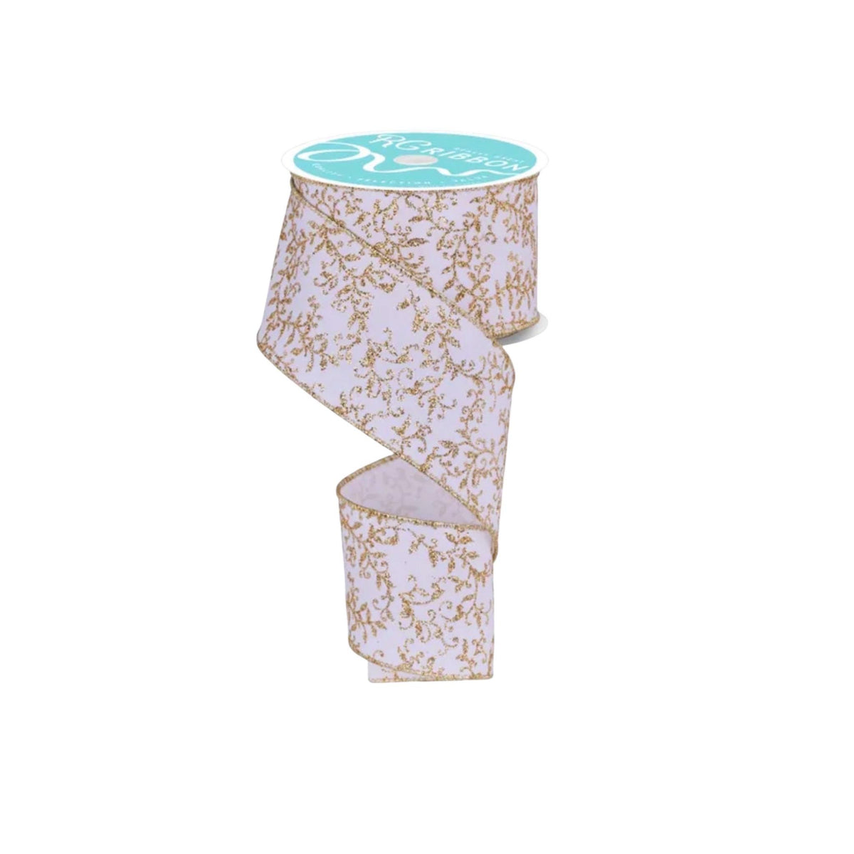 White Gold Glitter Vine Ribbon Wired Edge Christmas Ribbon Holiday Ribbon Wreath Ribbon Bow Making Ribbon Gift Wrap Ribbon 10 Yard Roll