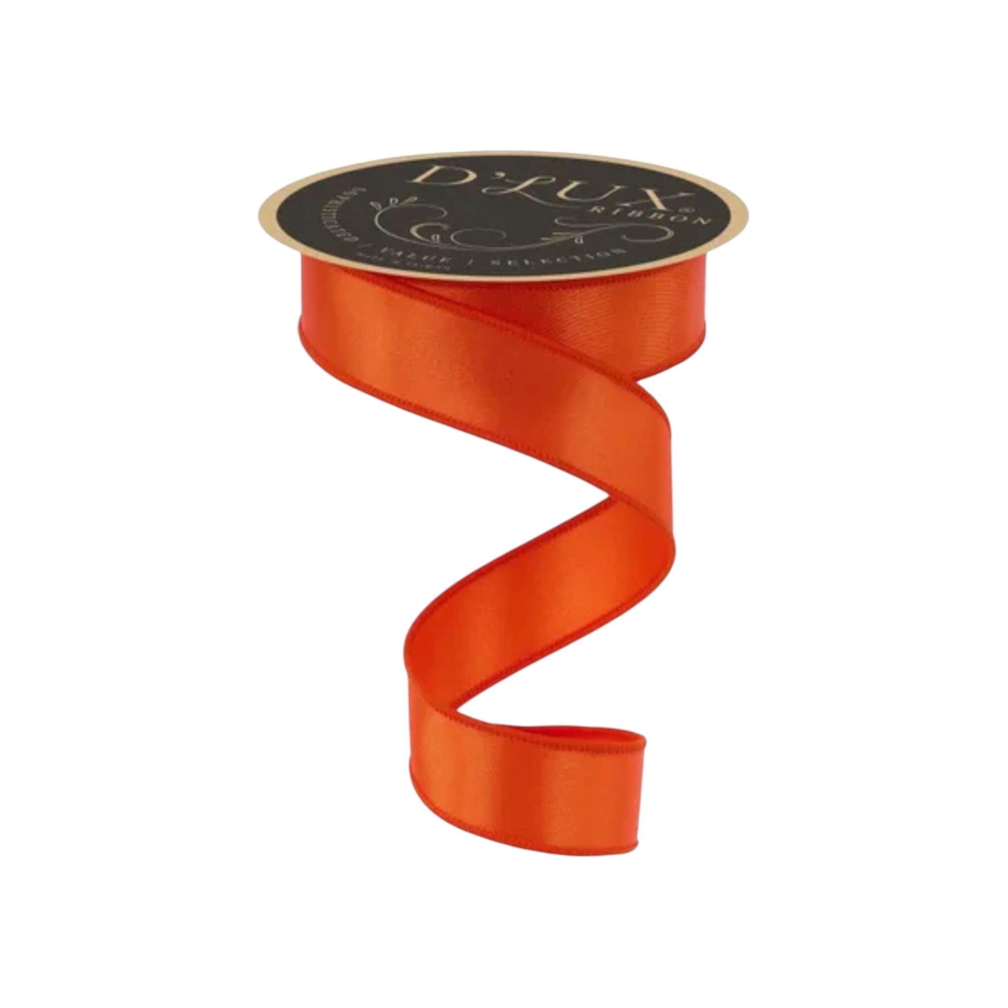 Orange Satin Wired Ribbon Halloween Ribbon Fall Ribbon Wreath Making Ribbon Bow Making Ribbon Craft Supply