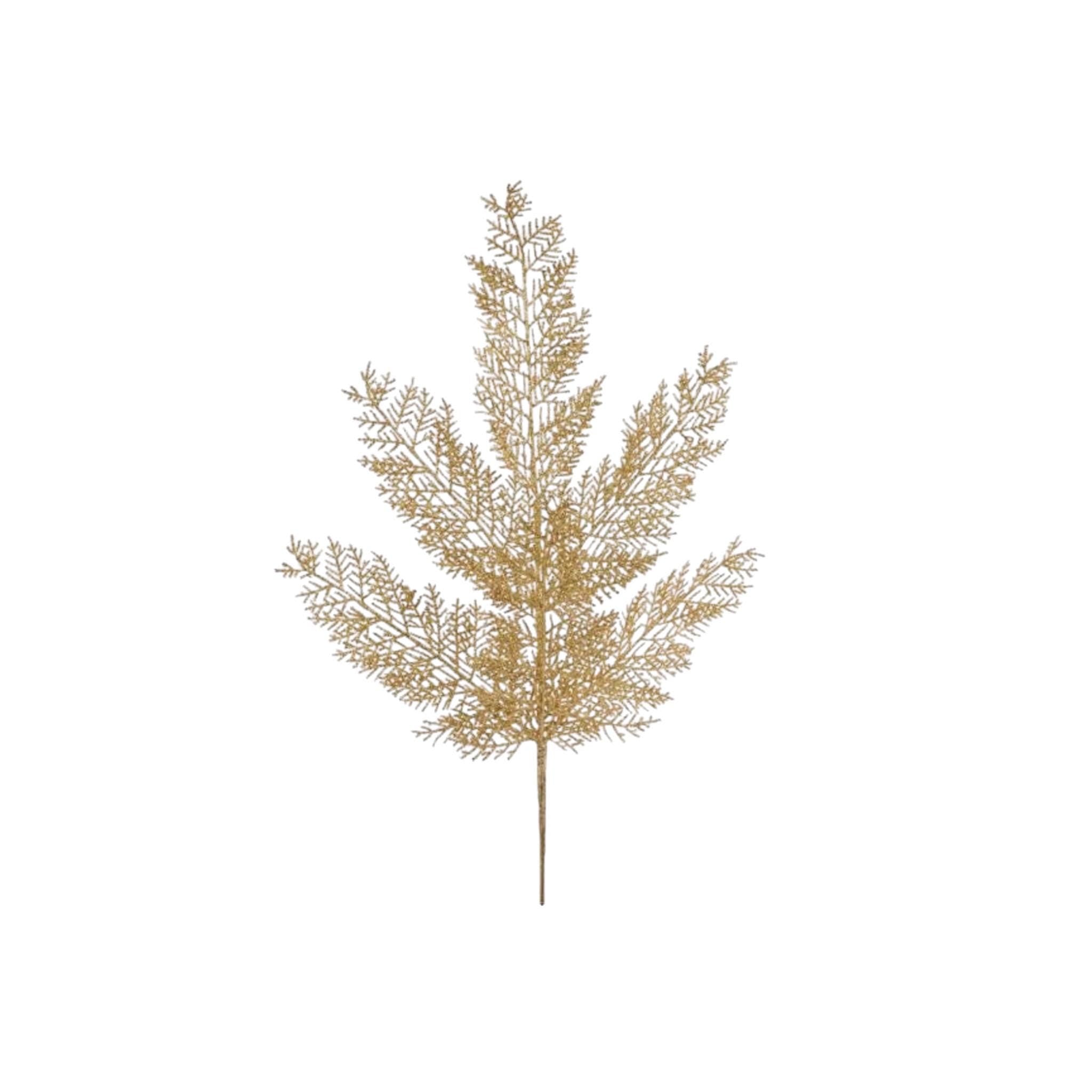 Gold Glitter Leaf Spray for Christmas Tree Mantel Garland Holiday Decor Sparkly Artificial Pick for Wreath Making Floral Arrangements