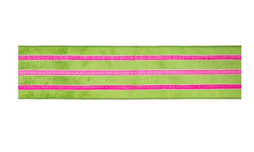 Green Velvet Ribbon with Pink Trim – 4" Wired