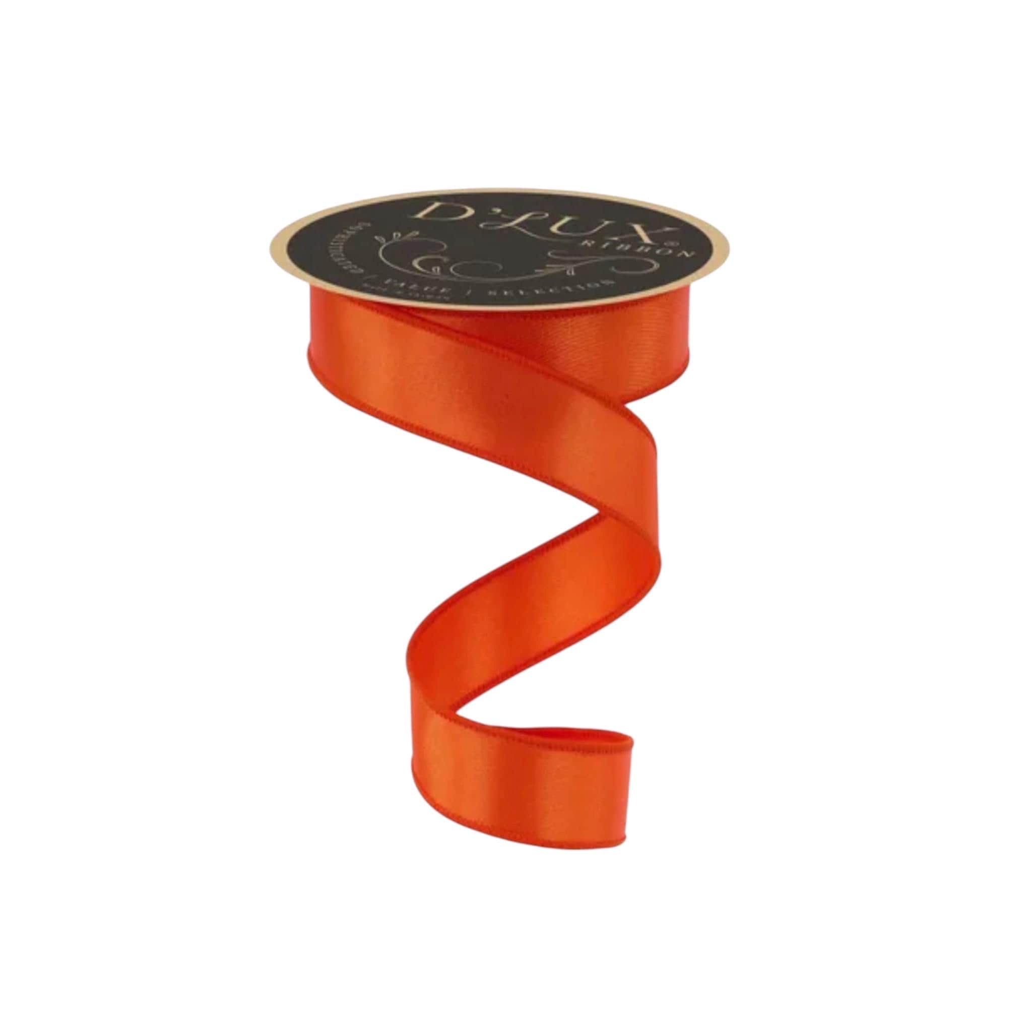 Orange Satin Wired Ribbon Halloween Ribbon Fall Ribbon Wreath Making Ribbon Bow Making Ribbon Craft Supply