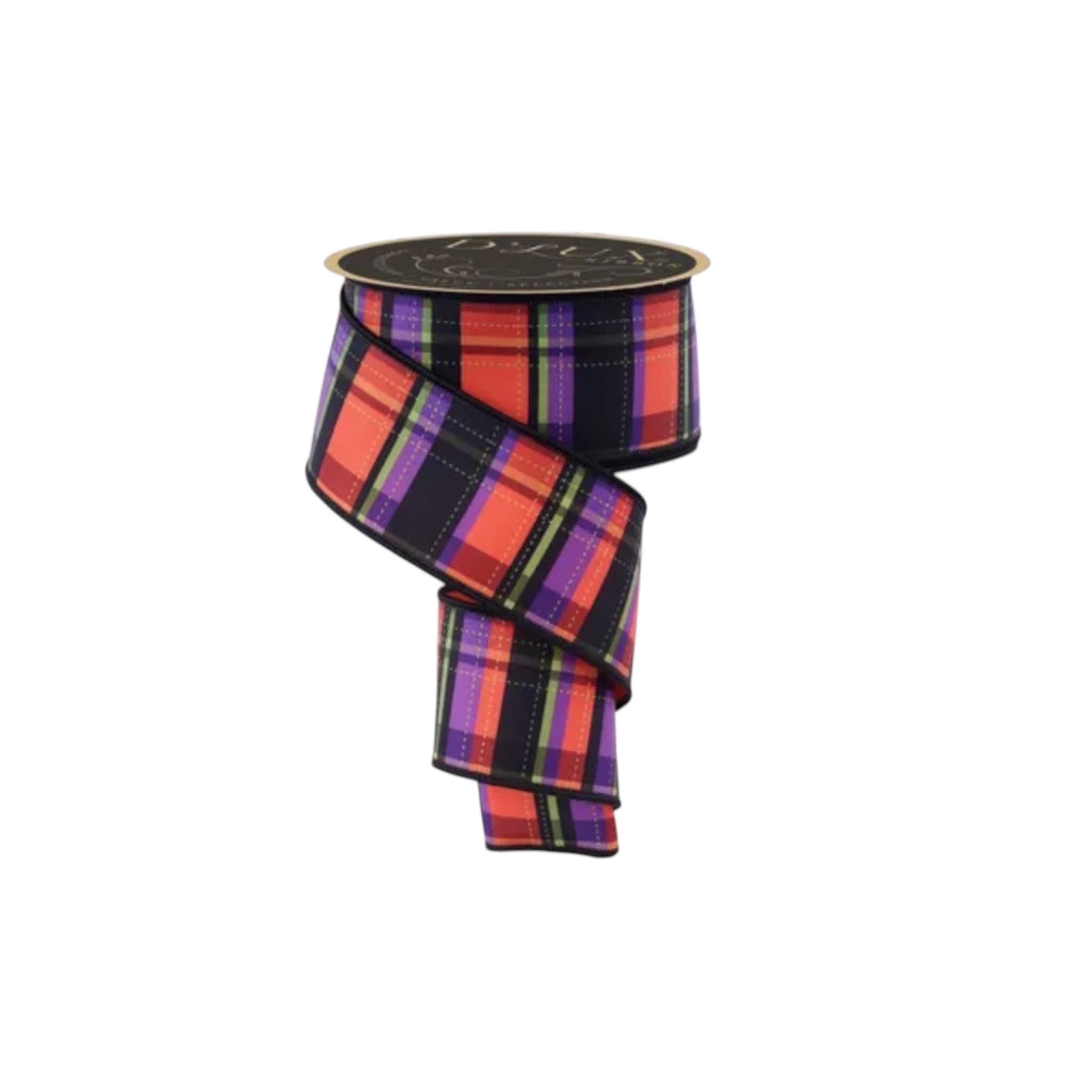Halloween Plaid Ribbon Fall Plaid Ribbon Wired Edge Ribbon Orange Purple Black Ribbon Wreath Ribbon Bow Making Ribbon 10 Yards