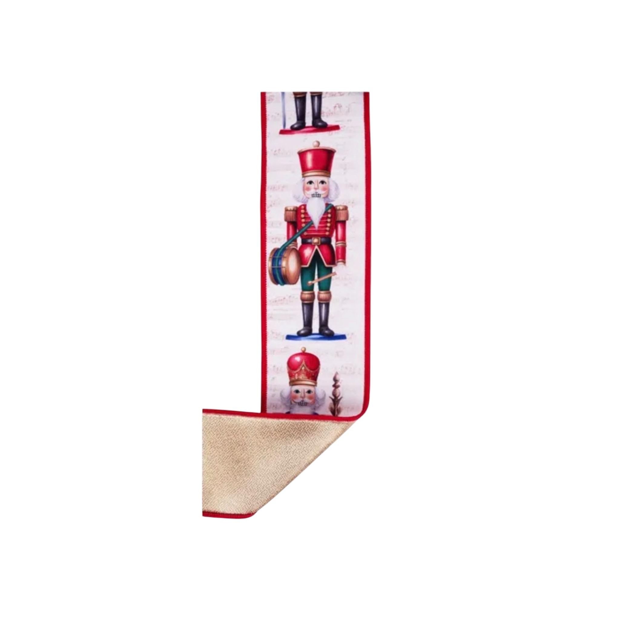 Nutcracker Christmas Ribbon Wired Edge Ribbon Gold Back Ribbon Holiday Ribbon Christmas Tree Ribbon Wreath Ribbon 2.5 inch 10 Yard Roll