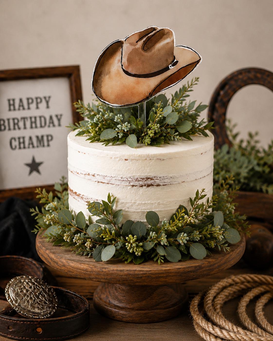 Cowboy Hat Acrylic Cake Topper Western Birthday Cake Topper Cowgirl Party Decor Rodeo Party Decoration Western Theme Cake Topper