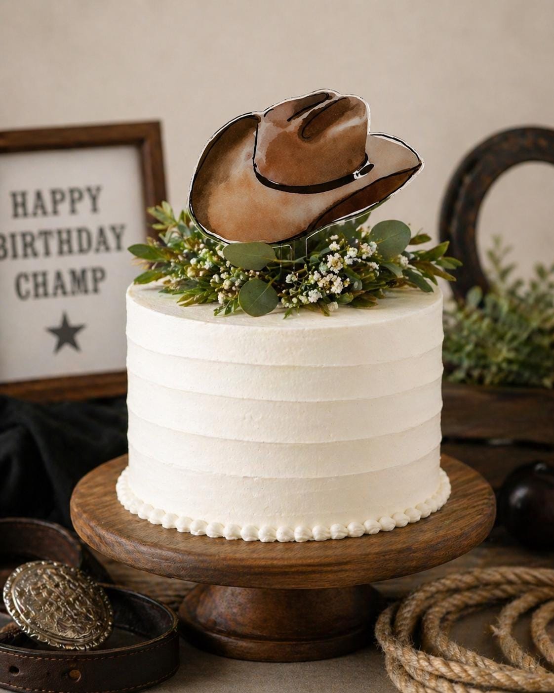 Cowboy Hat Acrylic Cake Topper Western Birthday Cake Topper Cowgirl Party Decor Rodeo Party Decoration Western Theme Cake Topper