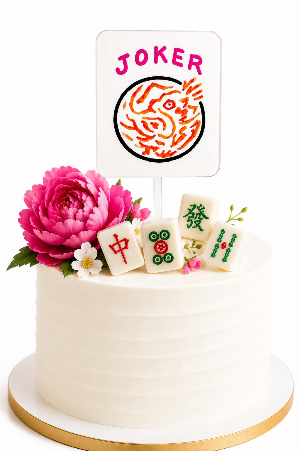 Mahjong Joker Tile Acrylic Cake Topper Mahjong Party Decor Mahjong Birthday Cake Topper Mahjong Queen Party Reusable Acrylic Topper