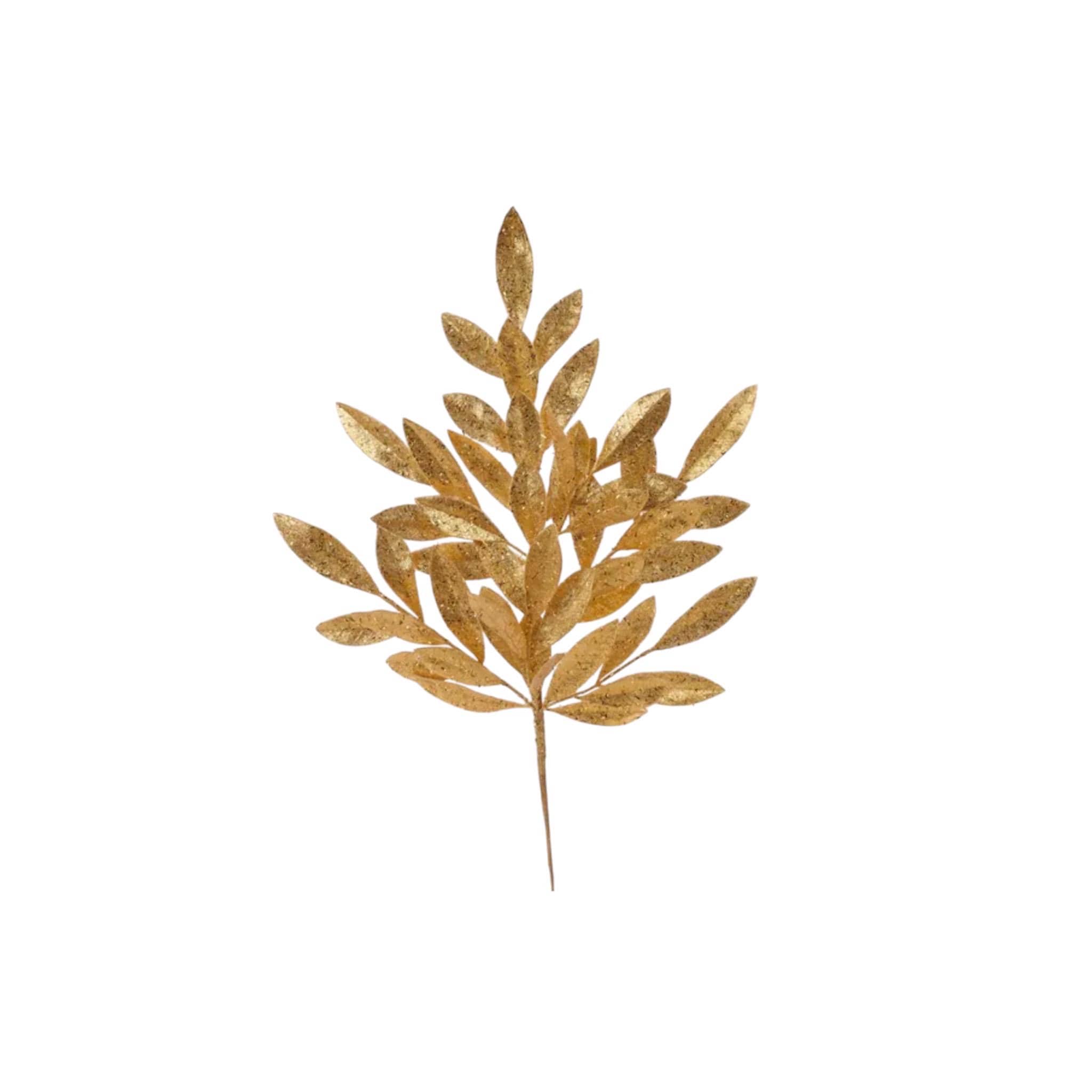 Champagne Glitter Bay Leaf Spray 23"L