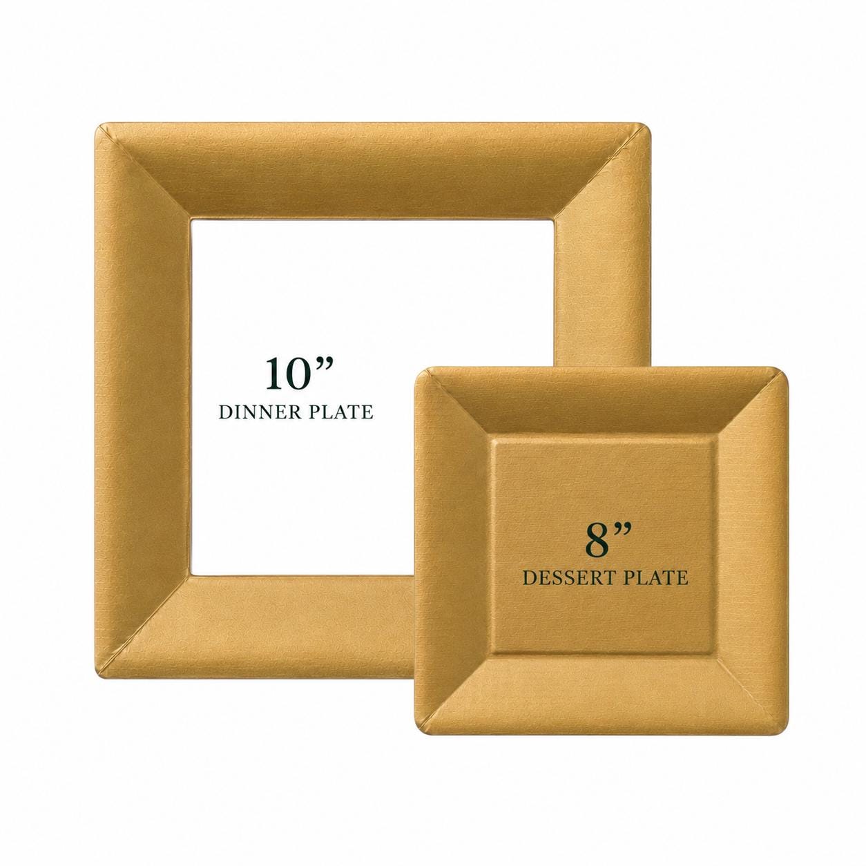Gold Square Plate Set Disposable Dinner Plates & Dessert Plates Wedding Party Plates Bridal Shower Birthday Holiday Entertaining