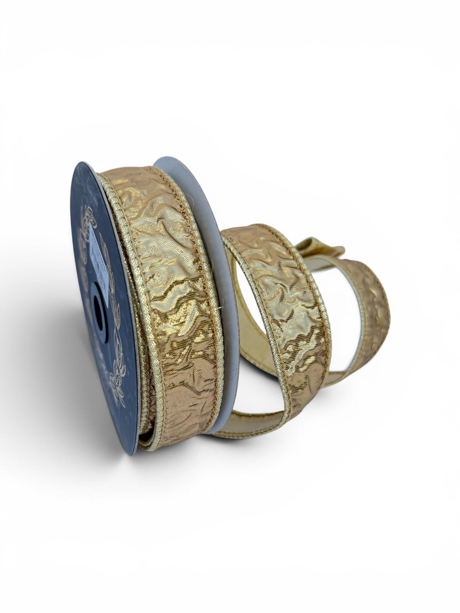 Christmas Ribbon, Wired Ribbon, Wreath Ribbon, Designer Ribbon, Gold Metallic Ribbon, Bow Making, John Mark Ribbon